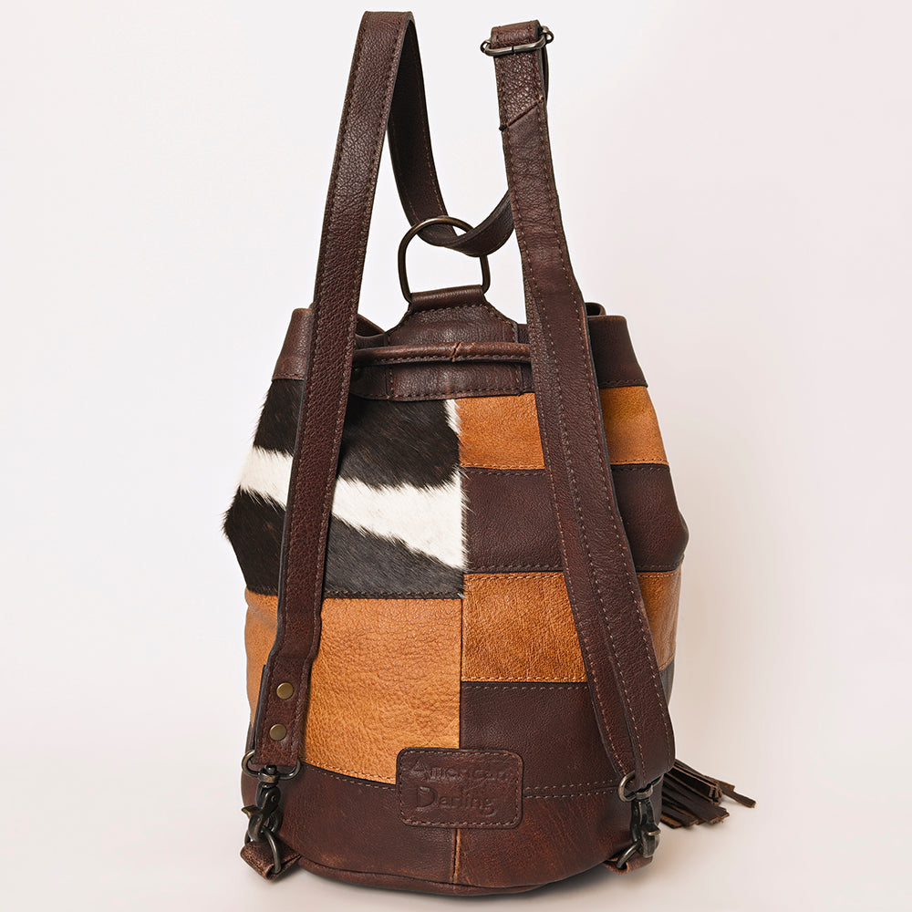 American Darling Bucket Hand Tooled Hair-On Genuine Leather