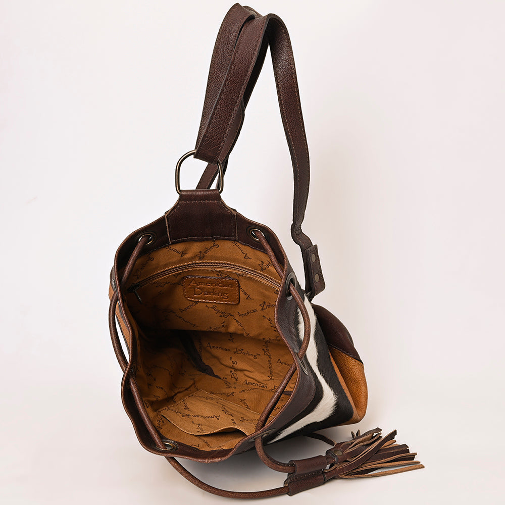 American Darling Bucket Hand Tooled Hair-On Genuine Leather