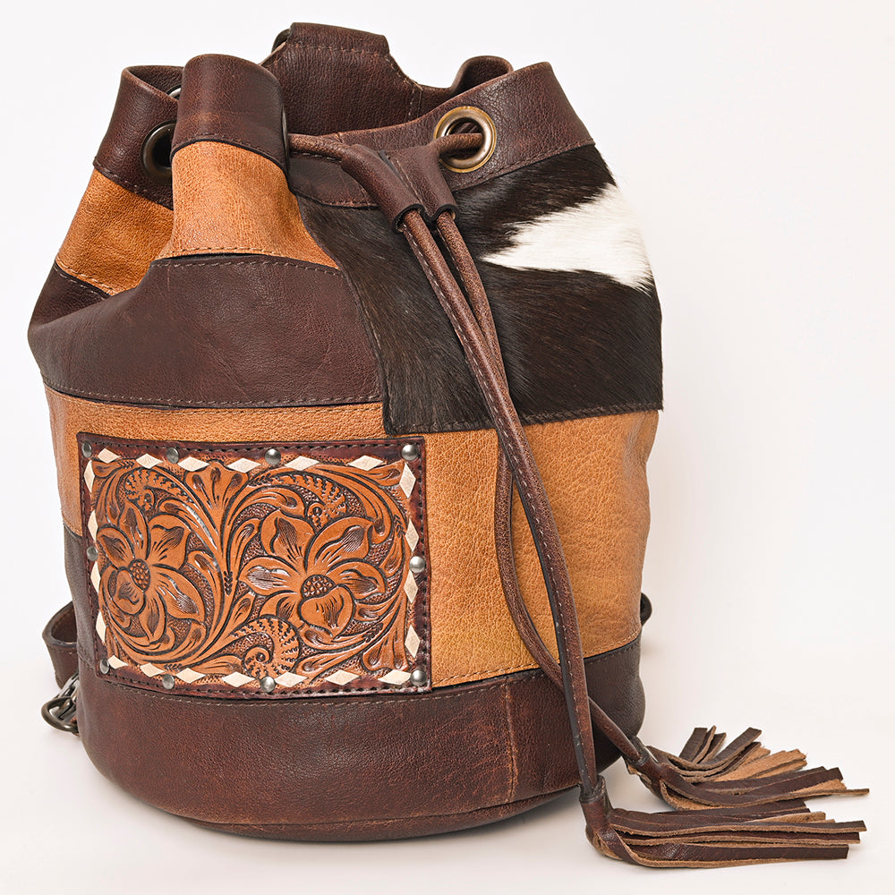 American Darling Bucket Hand Tooled Hair-On Genuine Leather