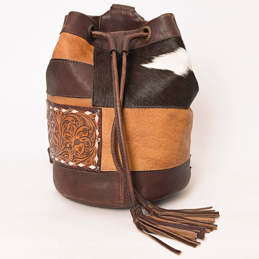 American Darling Bucket Hand Tooled Hair-On Genuine Leather