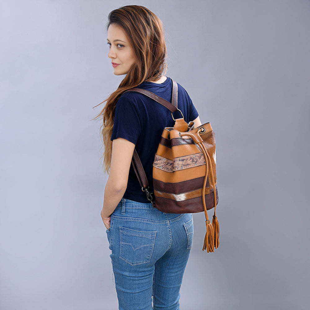 American Darling Bucket Hand Tooled Hair-On Genuine Leather