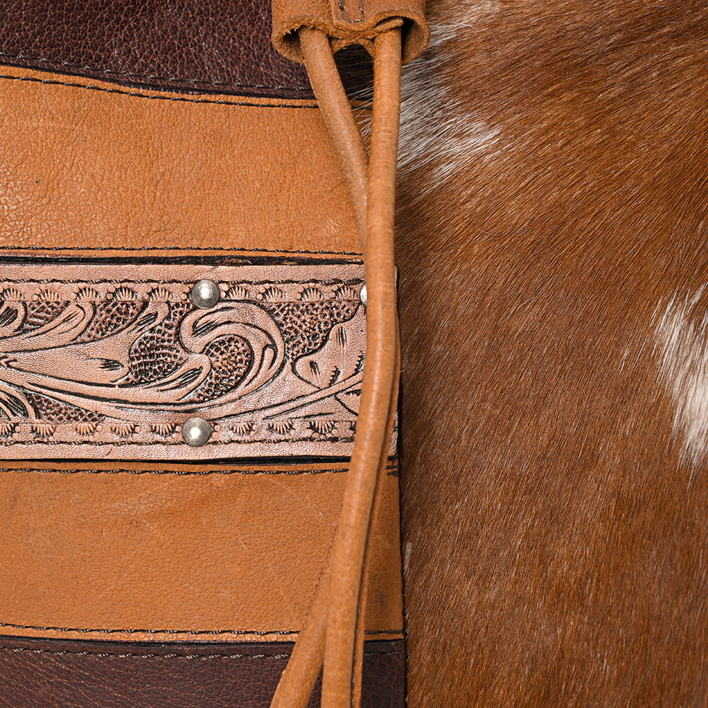 American Darling Bucket Hand Tooled Hair-On Genuine Leather