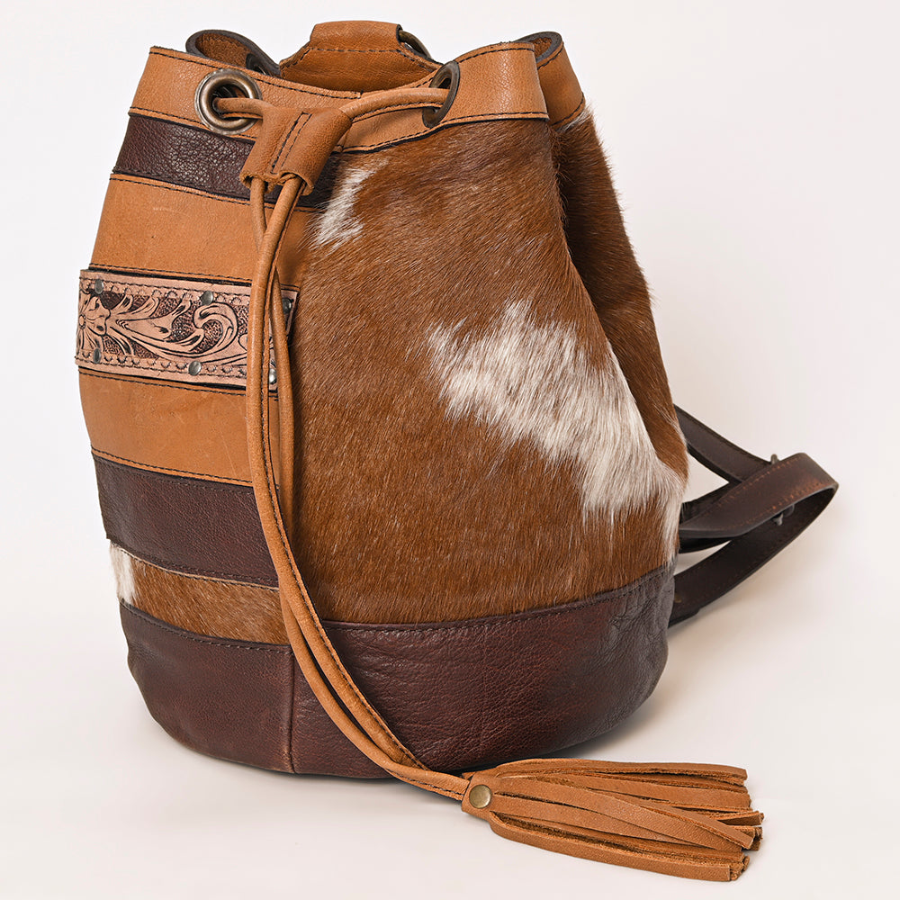 American Darling Bucket Hand Tooled Hair-On Genuine Leather
