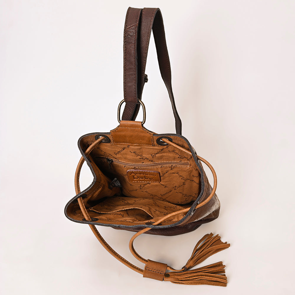 American Darling Bucket Hand Tooled Hair-On Genuine Leather