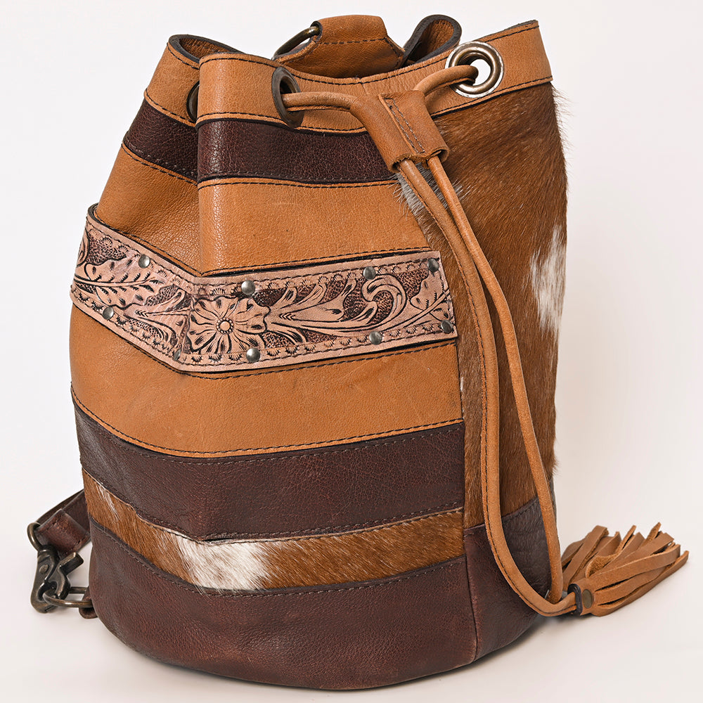 American Darling Bucket Hand Tooled Hair-On Genuine Leather