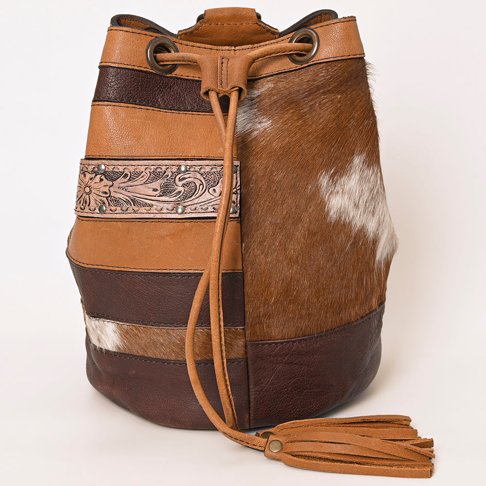 American Darling Bucket Hand Tooled Hair-On Genuine Leather