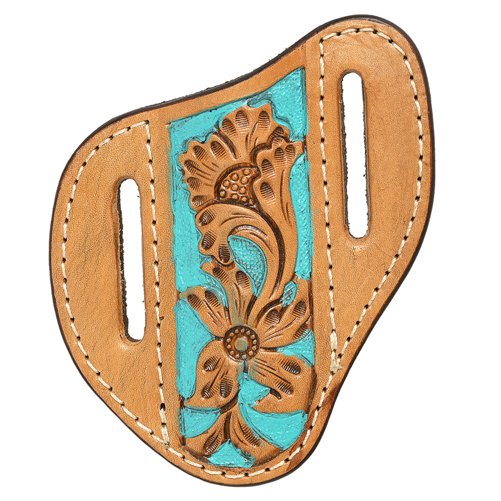 Hilason Leather Angled Knife Scabbard Sheath Cover Floral Tooled