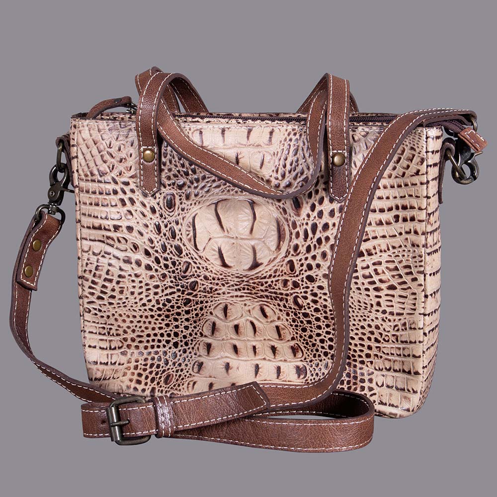 American Darling Western Crocodile Embossed Women Genuine Leather Handbag Purse Bag