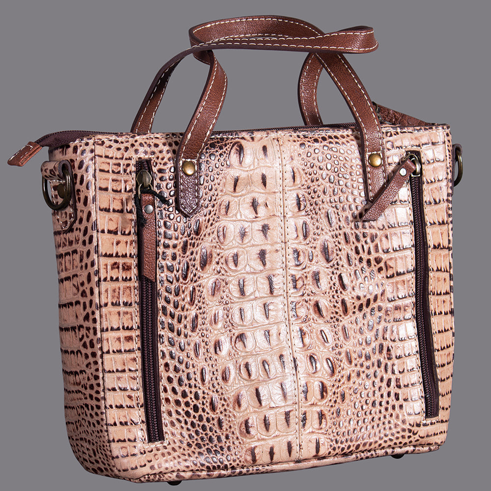 American Darling Western Crocodile Embossed Women Genuine Leather Handbag Purse Bag