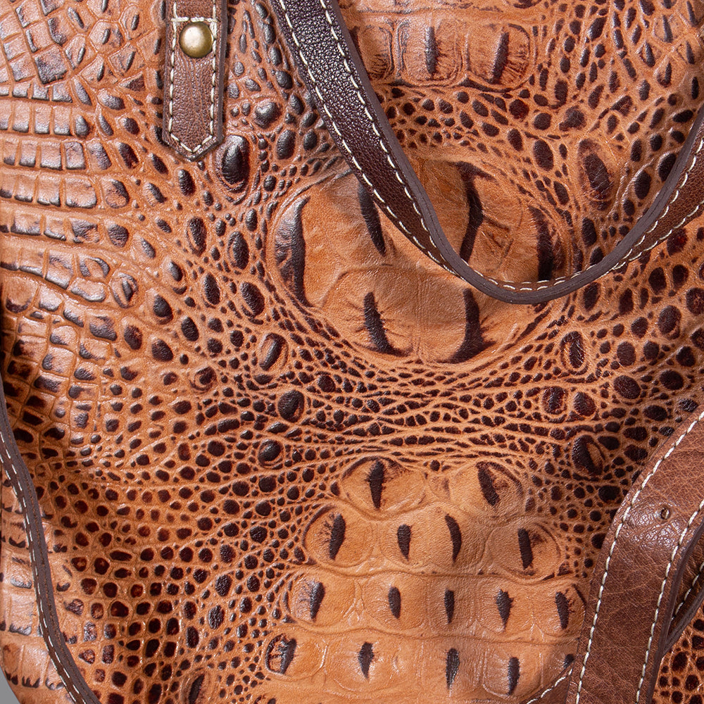 American Darling Western Crocodile Embossed Women Genuine Leather Handbag Purse Bag