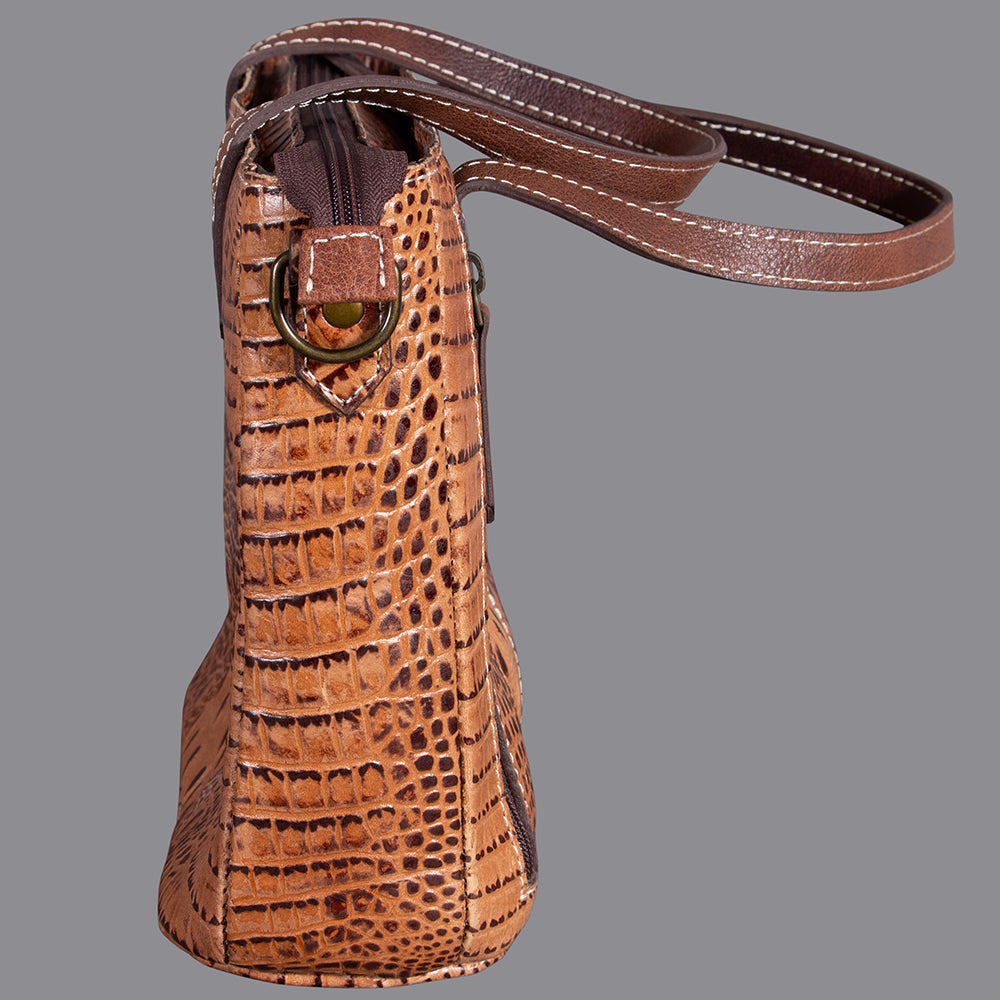 American Darling Western Crocodile Embossed Women Genuine Leather Handbag Purse Bag