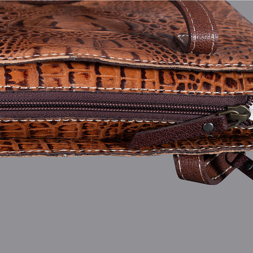 American Darling Western Crocodile Embossed Women Genuine Leather Handbag Purse Bag
