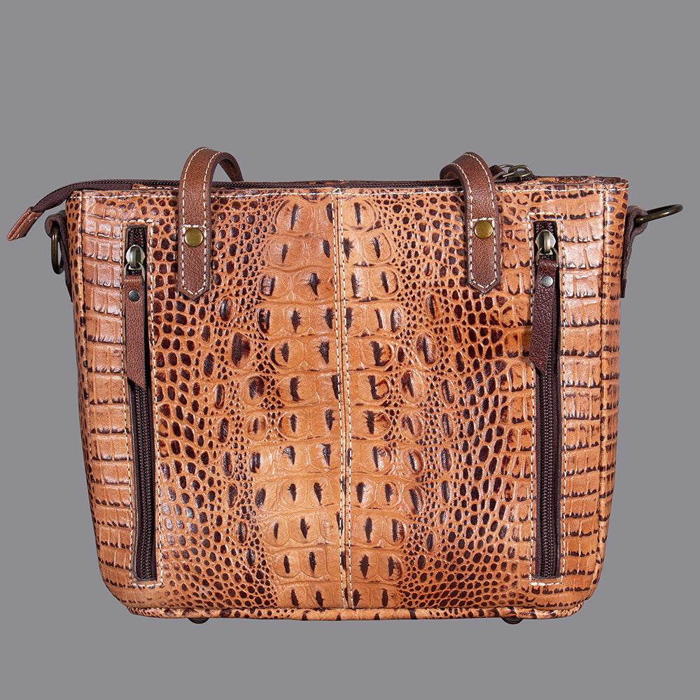 American Darling Western Crocodile Embossed Women Genuine Leather Handbag Purse Bag