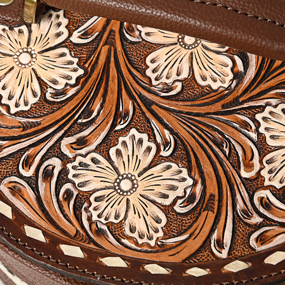 American Darling Hand-Tooled Hair-On Genuine Leather Bag