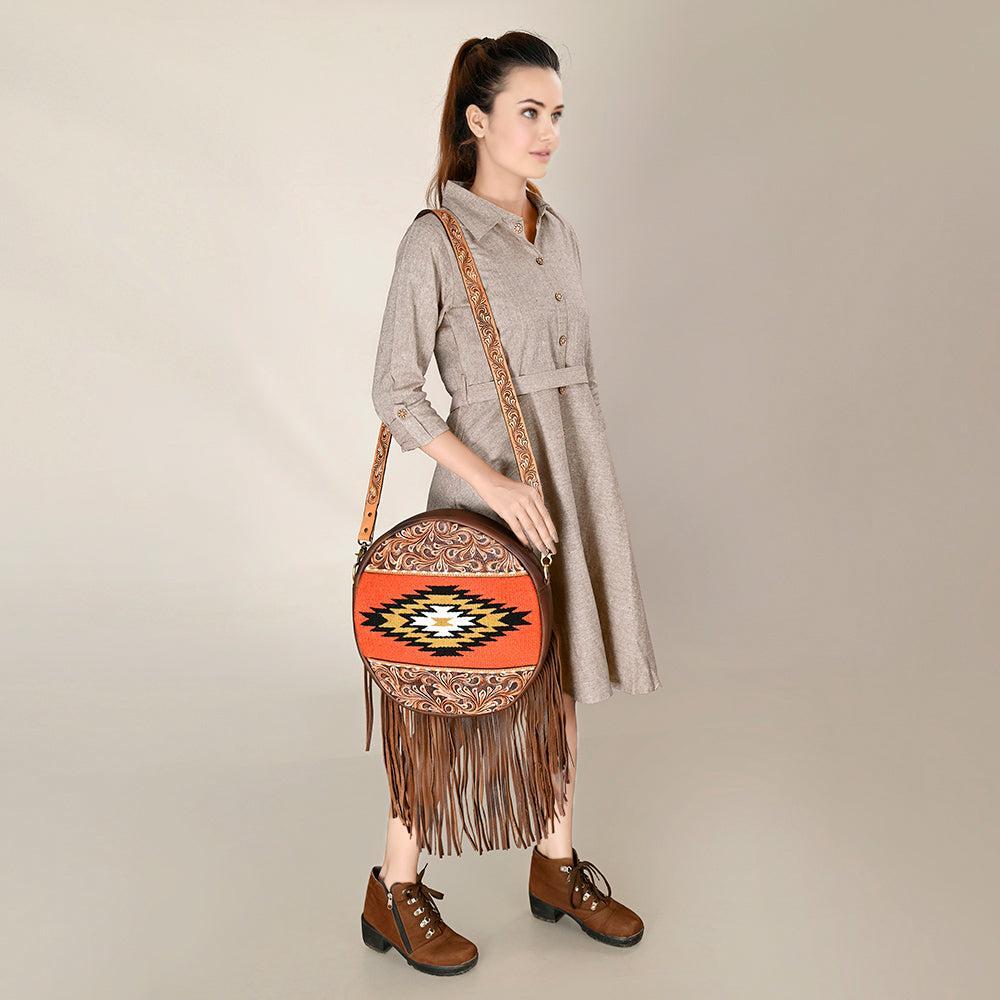 American Darling Hand-Tooled Saddle Blanket Leather Bag