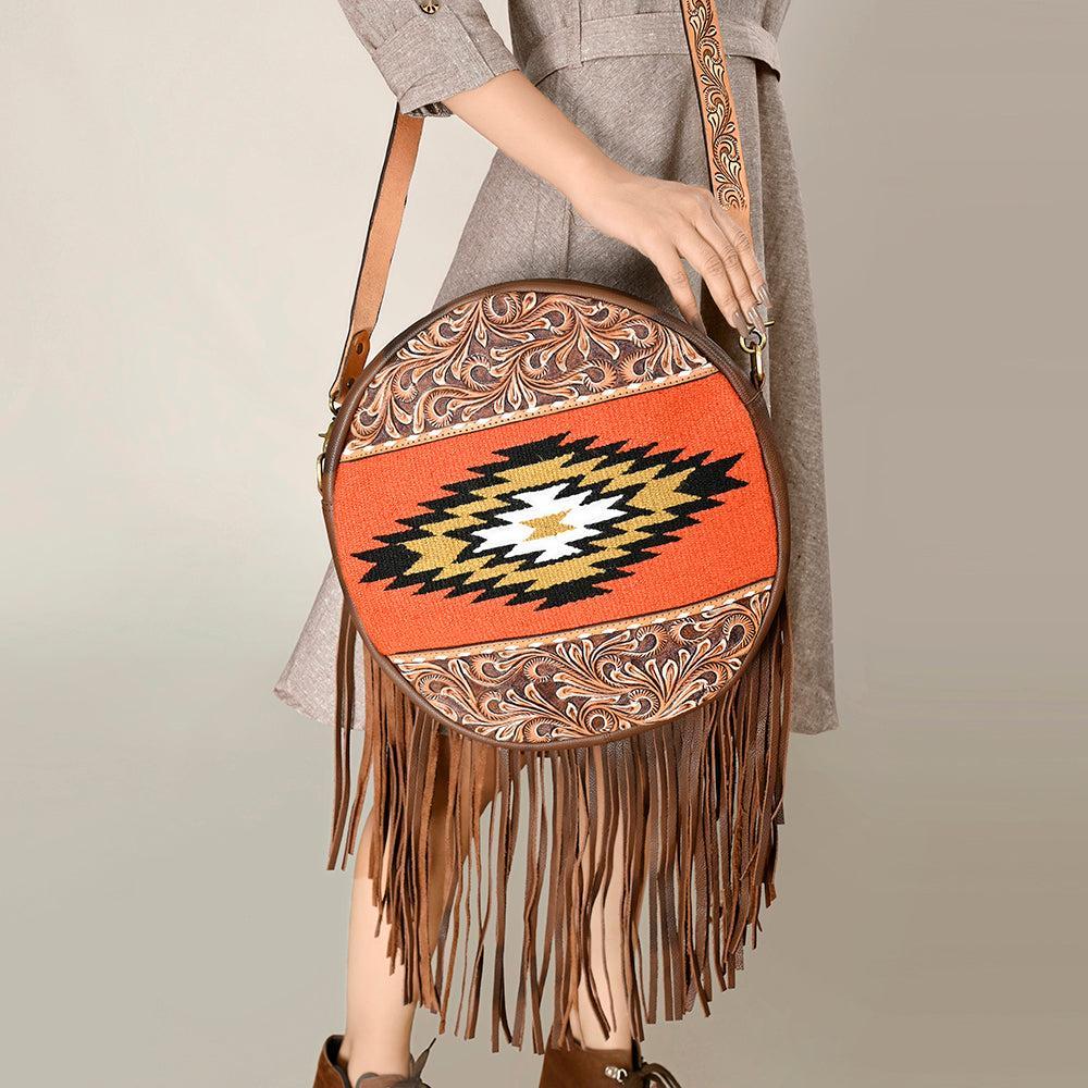 American Darling Hand-Tooled Saddle Blanket Leather Bag