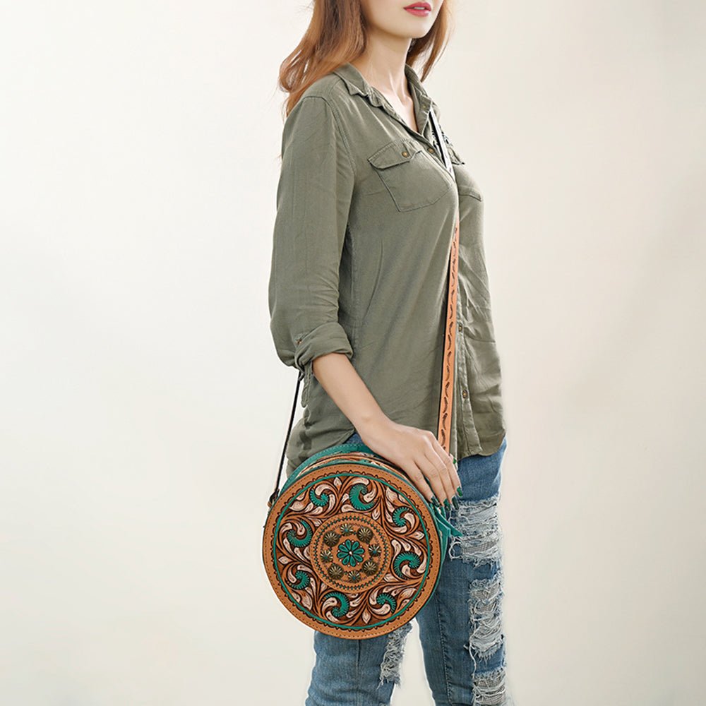 American Darling Canteen Hand Tooled Suede Genuine Leather