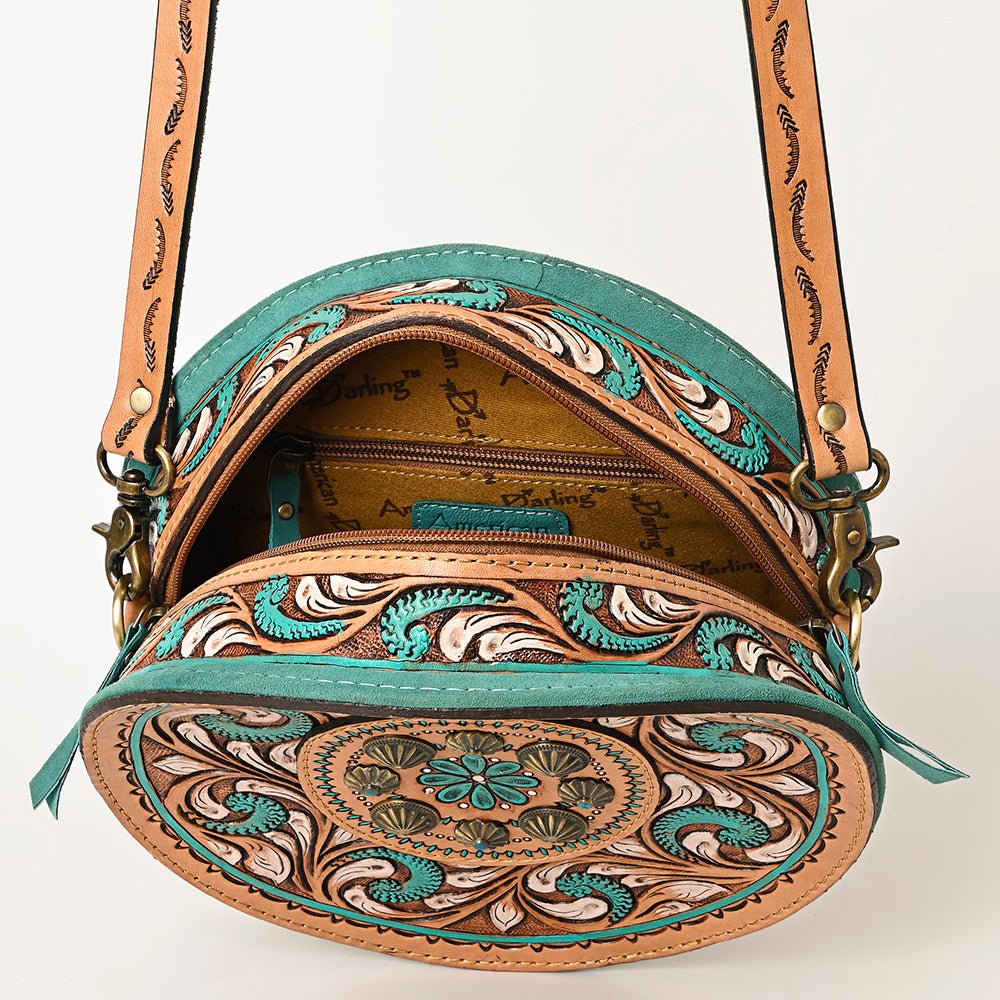 American Darling Canteen Hand Tooled Suede Genuine Leather