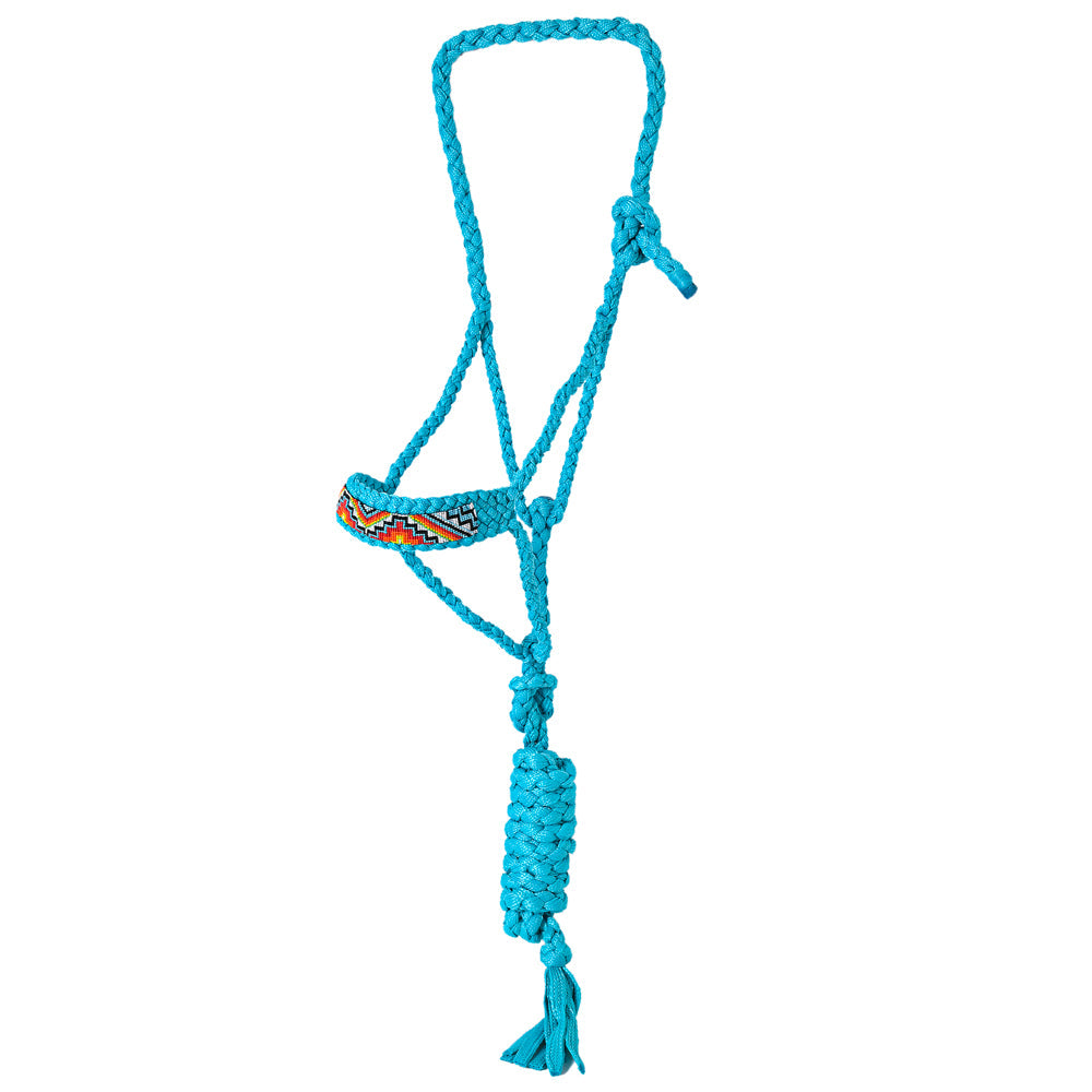 Hilason Braided Nylon Rope Halter  Beaded Noseband  With Lead Rope Halter for Horses