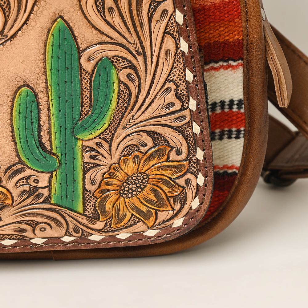 American Darling Sling Hand Tooled Saddle Blanket Genuine Leather