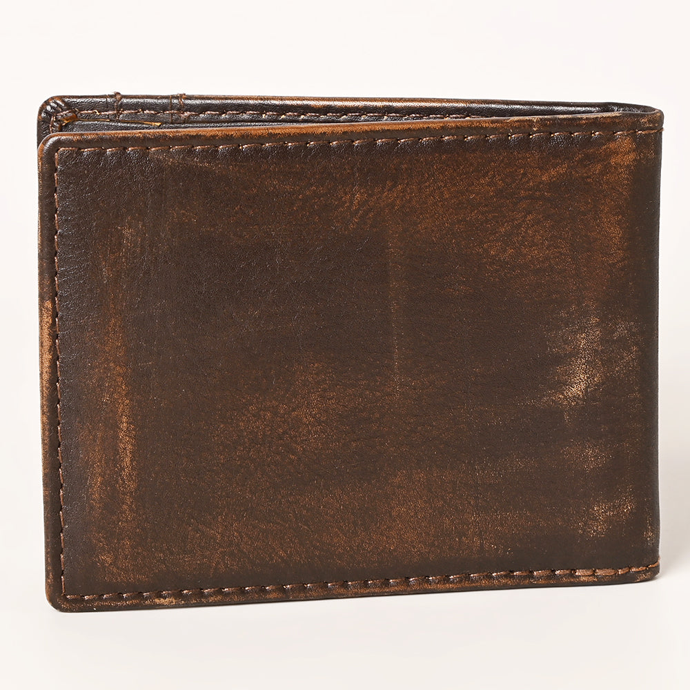 AMERICAN TANNER Genuine Leather Hand Burnished Bifold Wallet For Men Women H4 X W3.25 D0.5