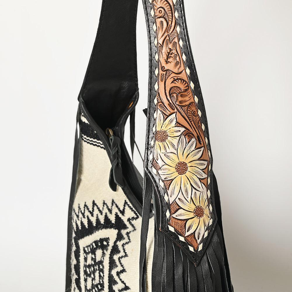 American Darling Hand-Tooled Saddle Blanket Leather Hobo Bag