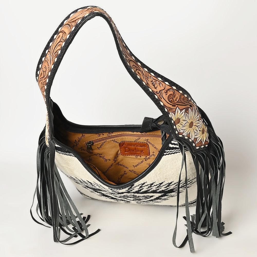 American Darling Hand-Tooled Saddle Blanket Leather Hobo Bag