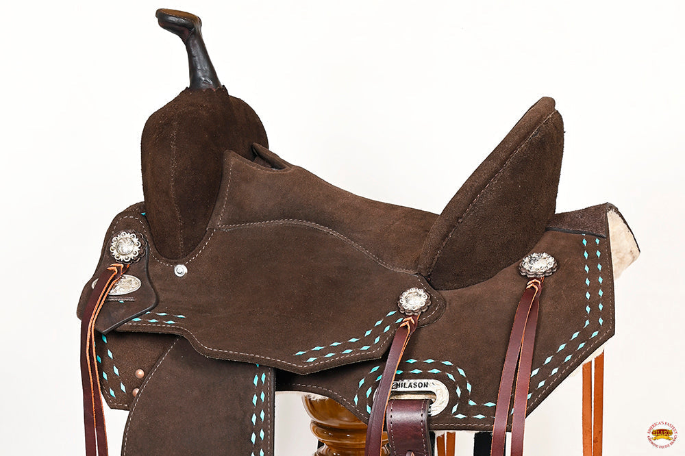 Hilason Flex-Tree Western Buckstitch Barrel & Trail Saddle — Brown, 14"