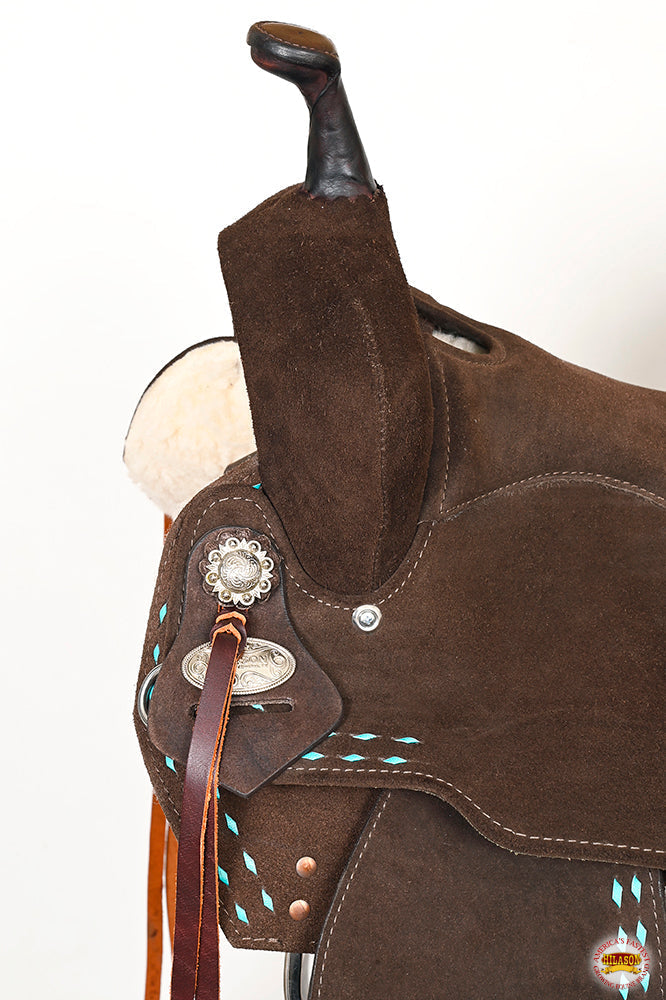 Hilason Flex-Tree Western Buckstitch Barrel & Trail Saddle — Brown, 14"