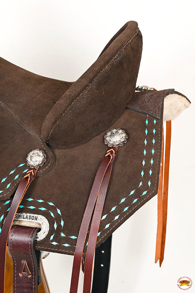 Hilason Flex-Tree Western Buckstitch Barrel & Trail Saddle — Brown, 14"
