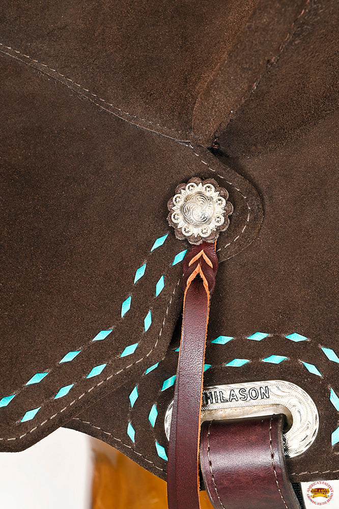 Hilason Flex-Tree Western Buckstitch Barrel & Trail Saddle — Brown, 14"