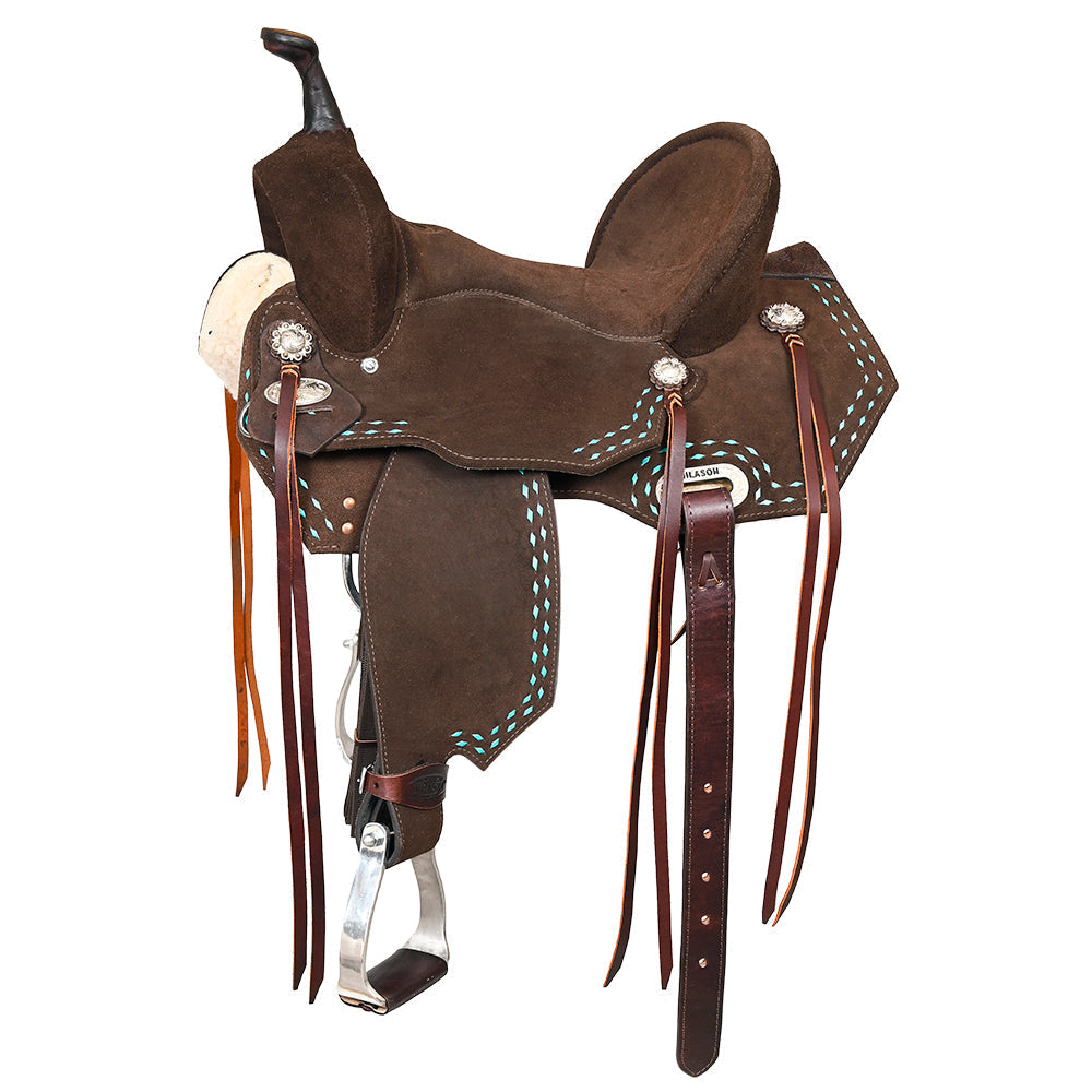 Hilason Flex-Tree Western Buckstitch Barrel & Trail Saddle — Brown, 14"