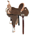 16 In Hilason Flex Tree Western Horse Buckstitch Floral Trail Barrel American Leather Saddle Brown