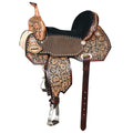 15 In Hilason Flex Tree Western Horse Buckstitch Floral Trail Barrel  American Leather Saddle Brown