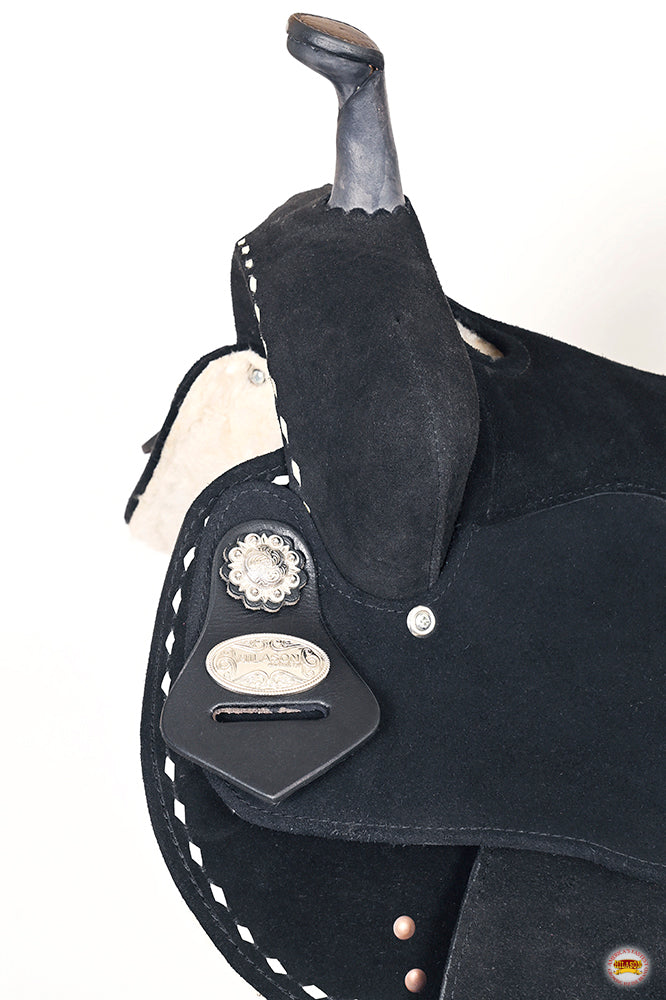 15 In Hilason Flex Tree Western Horse Buckstitch Trail Barrel American Leather Saddle Black