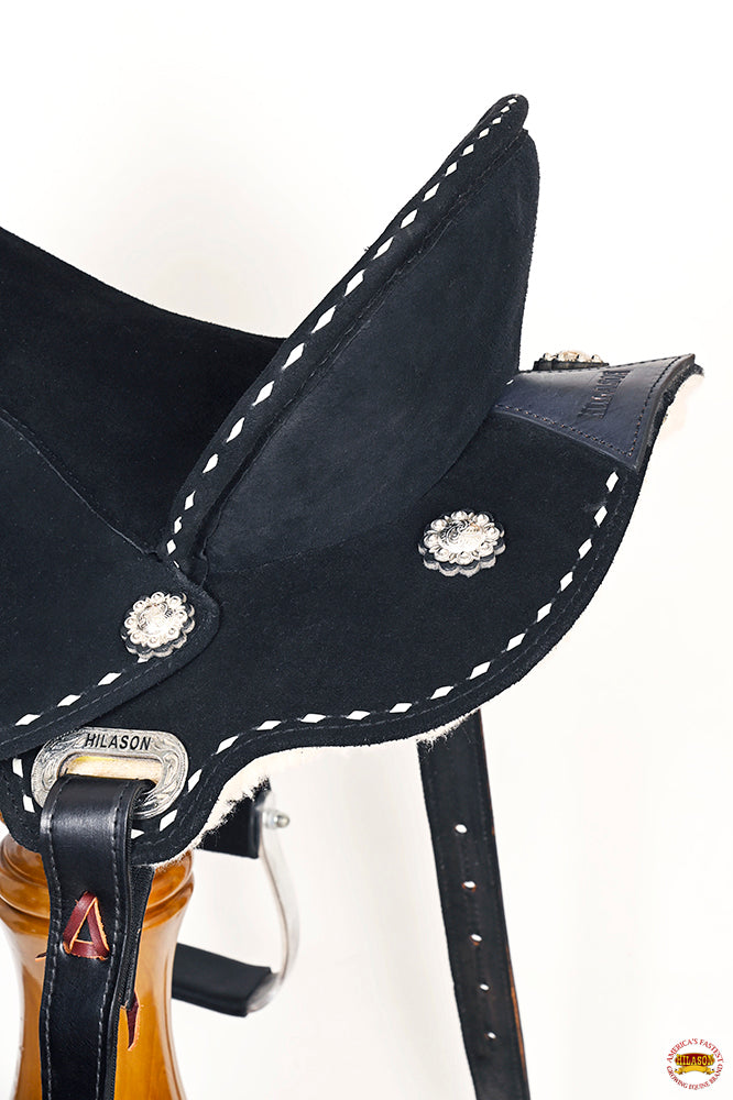 15 In Hilason Flex Tree Western Horse Buckstitch Trail Barrel American Leather Saddle Black