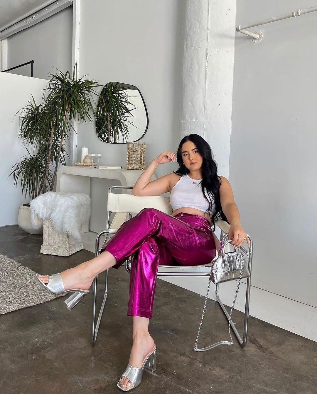 Hot Pink Metallic Trouser