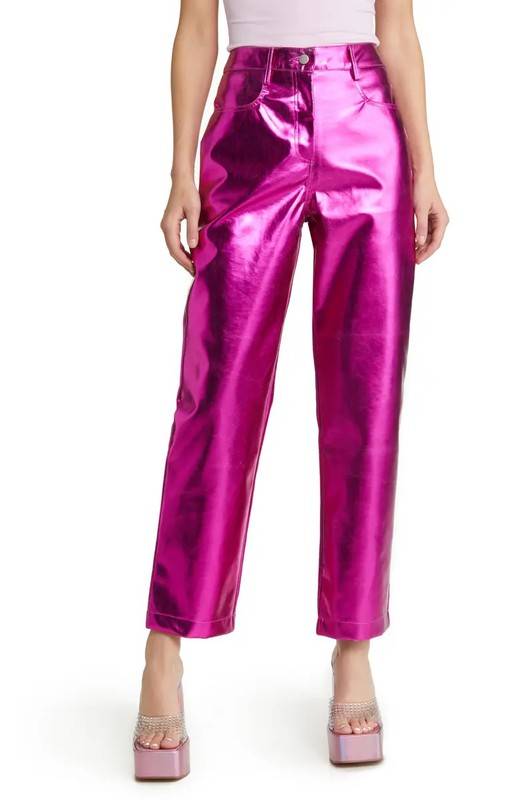 Hot Pink Metallic Trouser — view 2