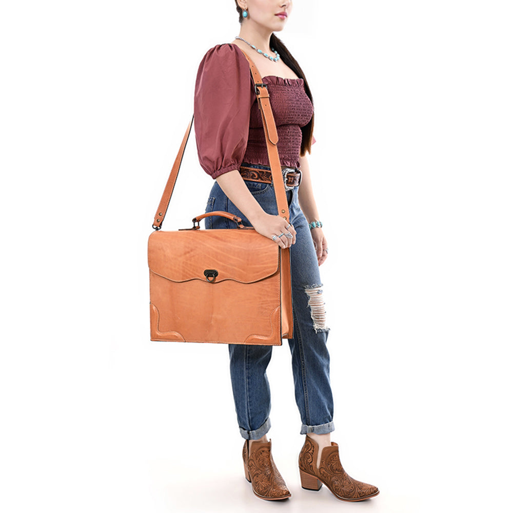 American Darling Western Genuine Leather Briefcase Bag – Premium Handcrafted Work Tote with Durable Straps and Spacious Interior