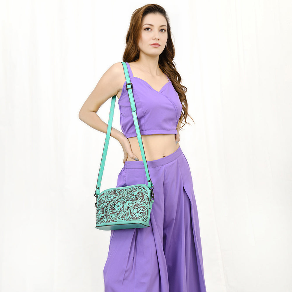 American Darling Hand-Tooled Genuine Leather Small Crossbody Bag