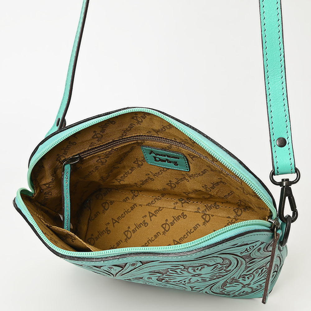 American Darling Hand-Tooled Genuine Leather Small Crossbody Bag