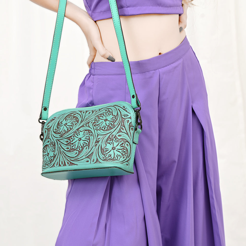 American Darling Hand-Tooled Genuine Leather Small Crossbody Bag