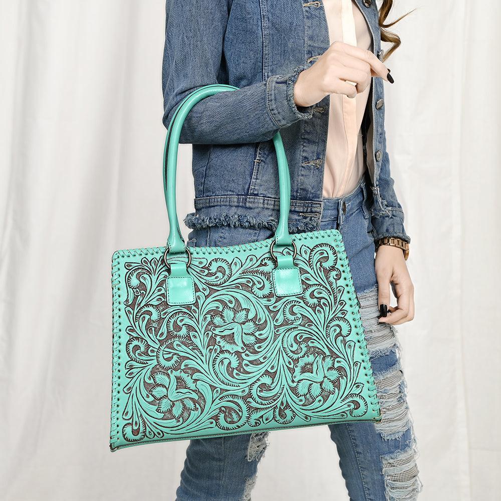 American Darling Hand-Tooled Genuine Leather Tote