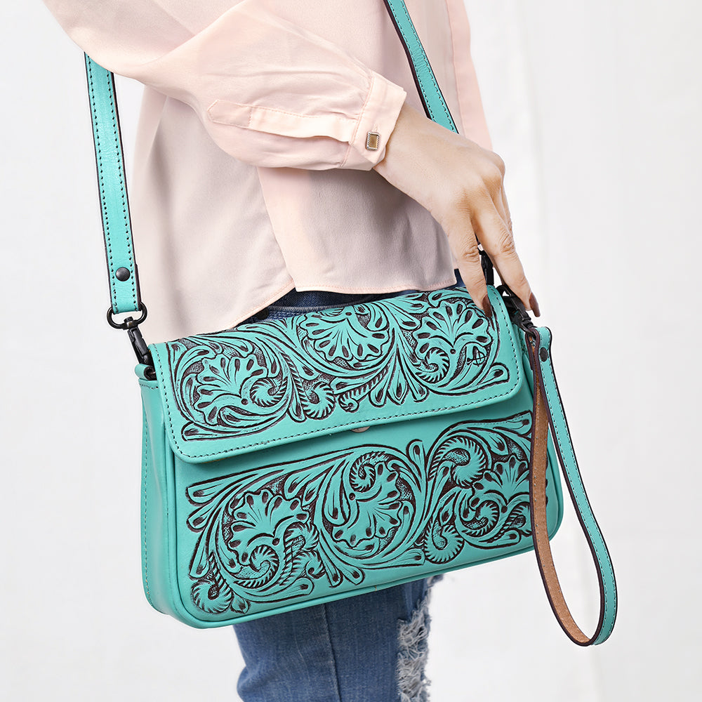 American Darling Hand-Tooled Genuine Leather Crossbody Bag