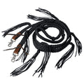 8 ft Hilason Western Horse Nylon Rope With Fringes Snap Black