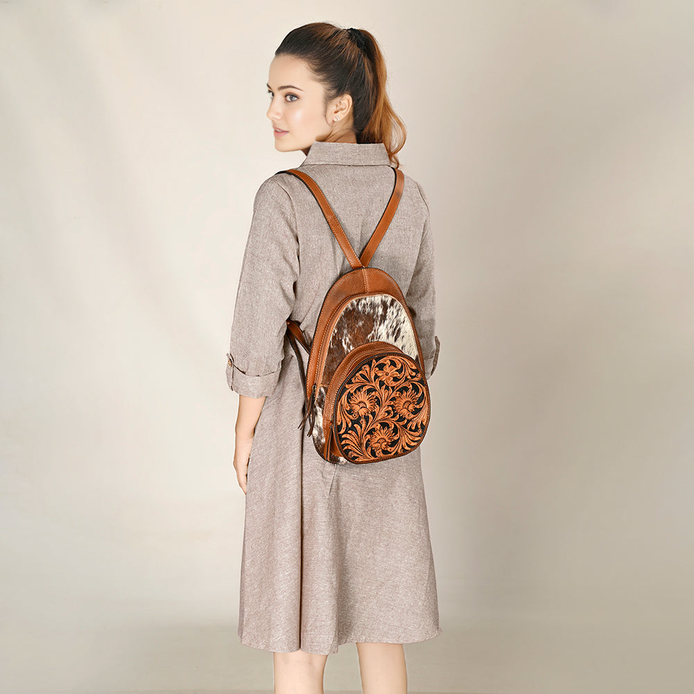 American Darling Hand-Tooled Hair-On Genuine Leather Bag