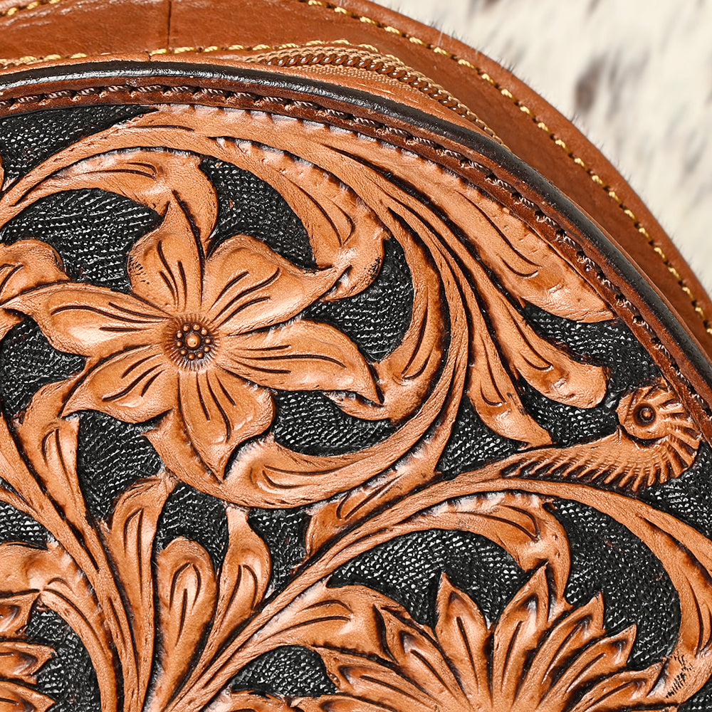 American Darling Hand-Tooled Hair-On Genuine Leather Bag