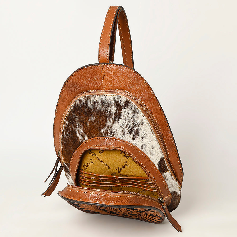 American Darling Hand-Tooled Hair-On Genuine Leather Bag