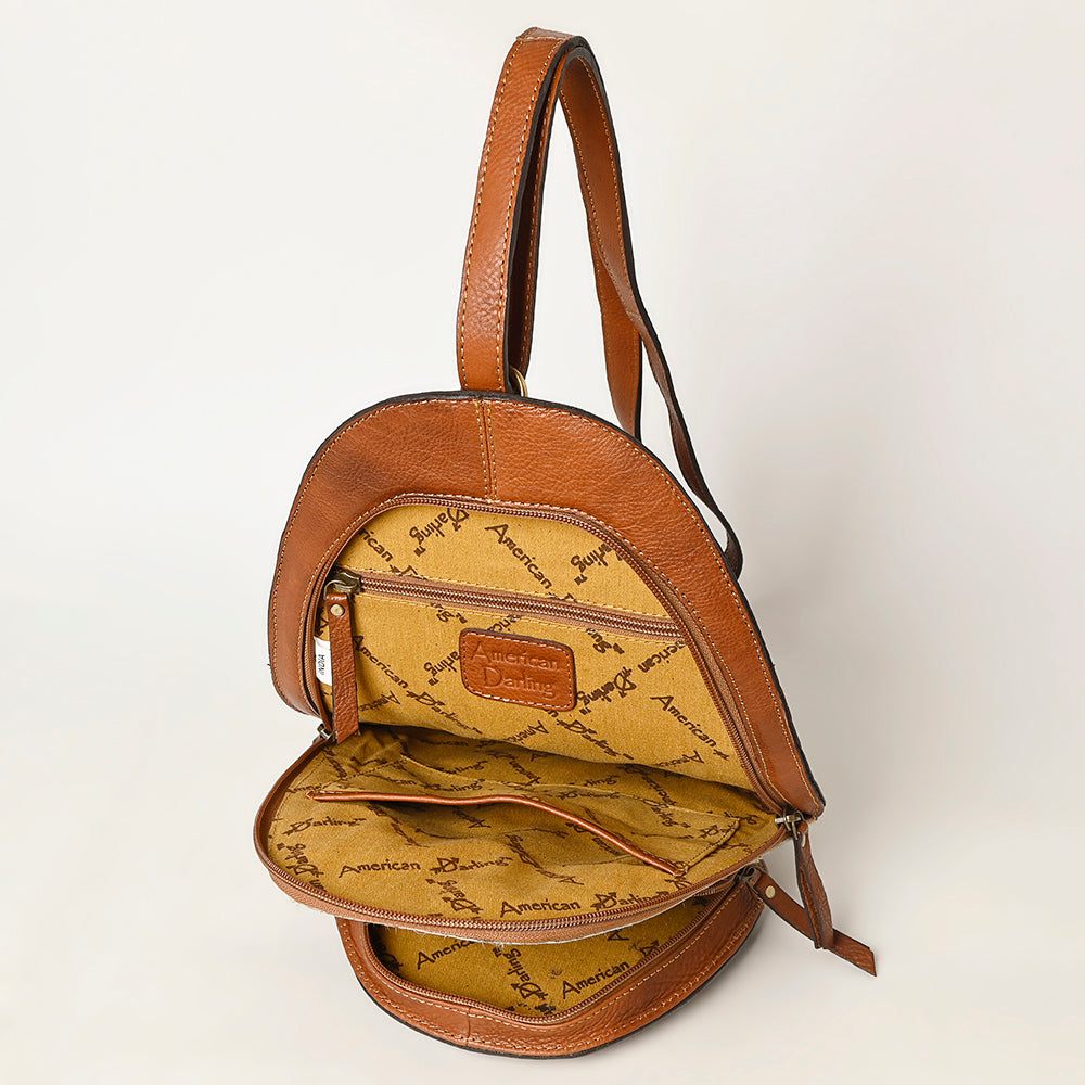 American Darling Hand-Tooled Hair-On Genuine Leather Bag