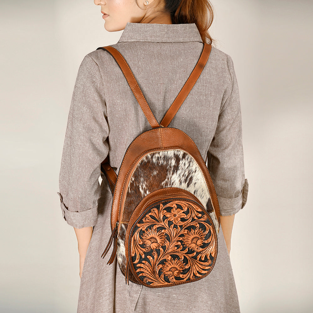 American Darling Hand-Tooled Hair-On Genuine Leather Bag